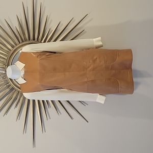 Vince leather dress and Theory silk blouse